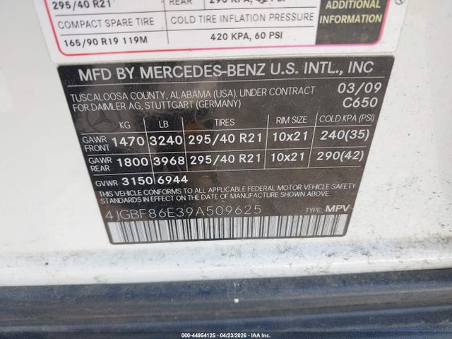 Продаж на аукціоні авто 2009 Mercedes-benz Gl 550 4matic, vin: 4JGBF86E39A509625, номер лоту: 44954125