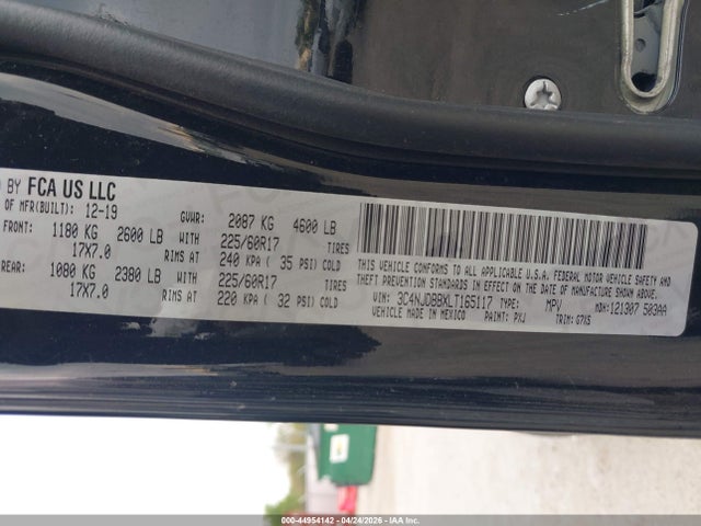 Продаж на аукціоні авто 2020 Jeep Compass Latitude 4x4, vin: 3C4NJDBBXLT165117, номер лоту: 44954142