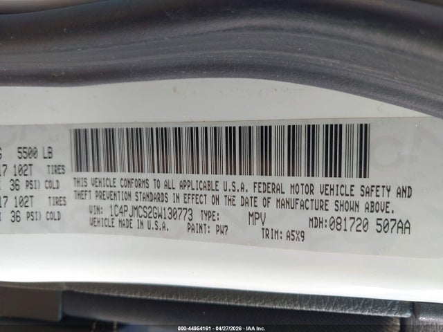Продажа на аукционе авто 2016 Jeep Cherokee Latitude, vin: 1C4PJMCS2GW130773, номер лота: 44954161