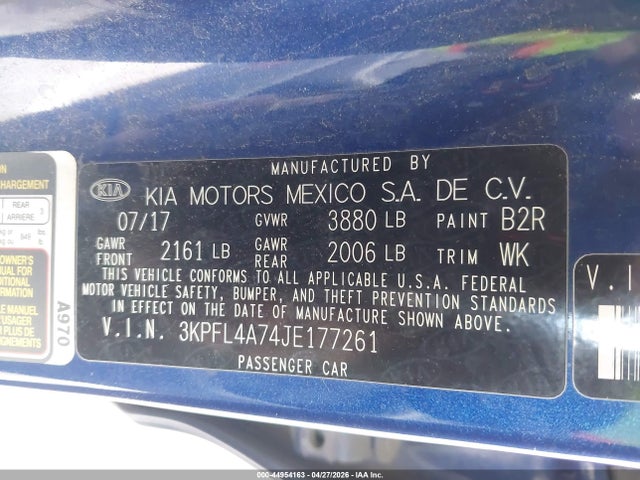 3KPFL4A74JE177261 KIA FORTE S