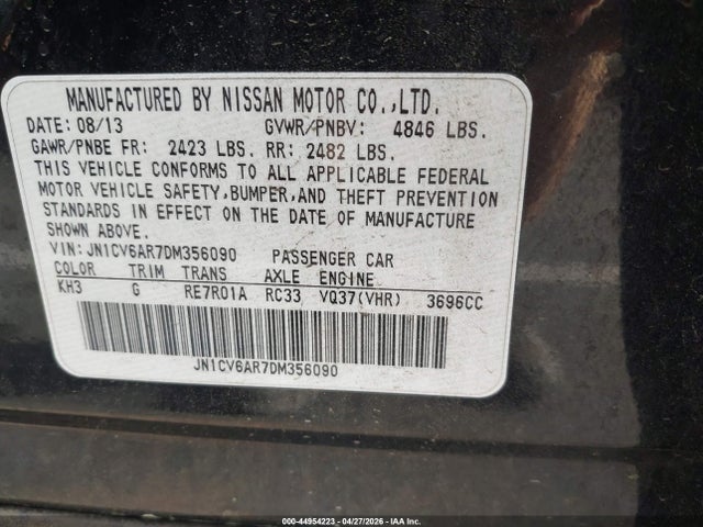 44954223 :رقم المزاد ، JN1CV6AR7DM356090 vin ، 2013 Infiniti G37x مزاد بيع