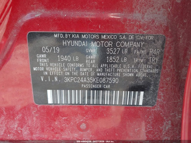 Hyundai ACCENT SE 2019 3KPC24A35KE087590 Image 9