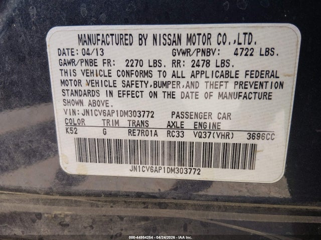 Продажа на аукционе авто 2013 Infiniti G37 Journey, vin: JN1CV6AP1DM303772, номер лота: 44954254