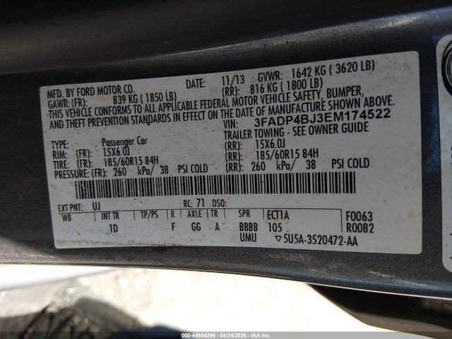 Ford FIESTA SE 2014 3FADP4BJ3EM174522 Image 9