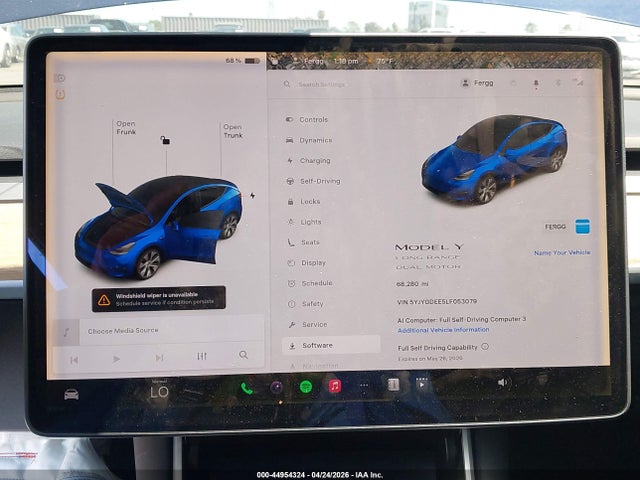 Aukcja sprzedaży 2020 Tesla Model Y Long Range Dual Motor All-wheel Drive, vin: 5YJYGDEE5LF053079, numer aukcji: 44954324