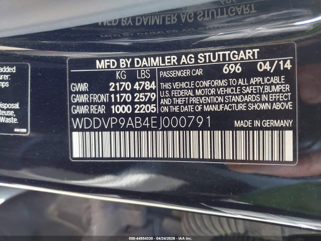Aukcja sprzedaży 2014 Mercedes-benz B-class Electric Drive, vin: WDDVP9AB4EJ000791, numer aukcji: 44954330
