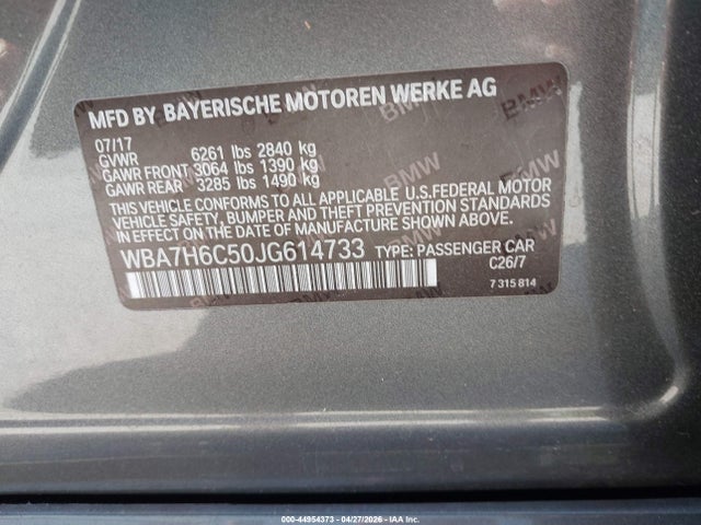 44954373 :رقم المزاد ، WBA7H6C50JG614733 vin ، 2018 Bmw M760i Xdrive مزاد بيع