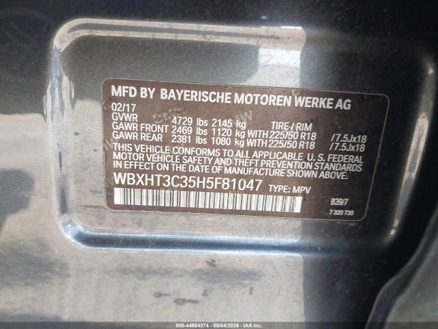 44954374 :رقم المزاد ، WBXHT3C35H5F81047 vin ، 2017 Bmw X1 Xdrive28i مزاد بيع