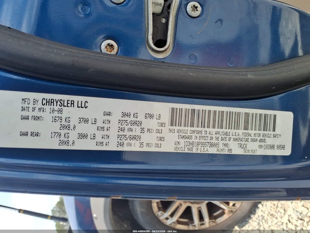 44954395 :رقم المزاد ، 1D3HB18P99S738005 vin ، 2009 Dodge Ram 1500 Slt/sport/trx مزاد بيع