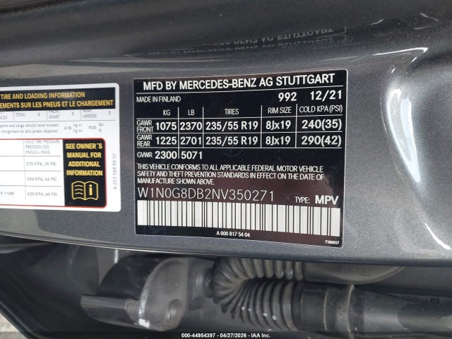 Продаж на аукціоні авто 2022 Mercedes-benz Glc 300 Suv, vin: W1N0G8DB2NV350271, номер лоту: 44954397