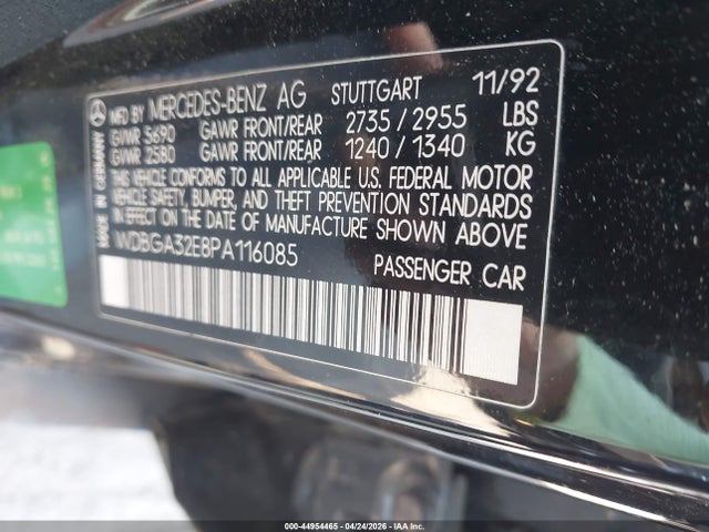Aukcja sprzedaży 1993 Mercedes-benz 300 Se, vin: WDBGA32E8PA116085, numer aukcji: 44954465
