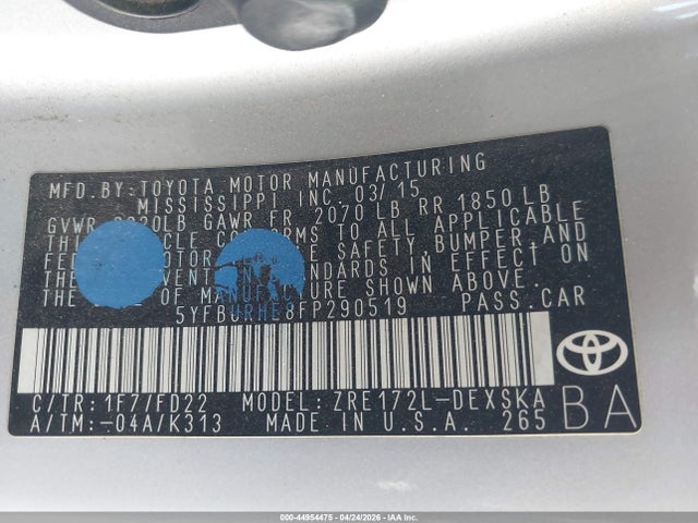 Toyota Corolla S Plus 2015 5YFBURHE8FP290519 Image 9