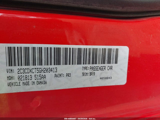 Продажа на аукционе авто 2016 Dodge Charger R/t, vin: 2C3CDXCT5GH203413, номер лота: 44954487