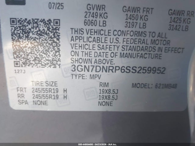 Продаж на аукціоні авто 2025 Chevrolet Equinox Ev Lt 2, vin: 3GN7DNRP6SS259952, номер лоту: 44954495