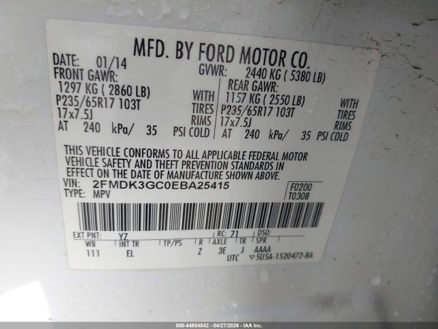 Ford EDGE SE 2014 2FMDK3GC0EBA25415 Image 9