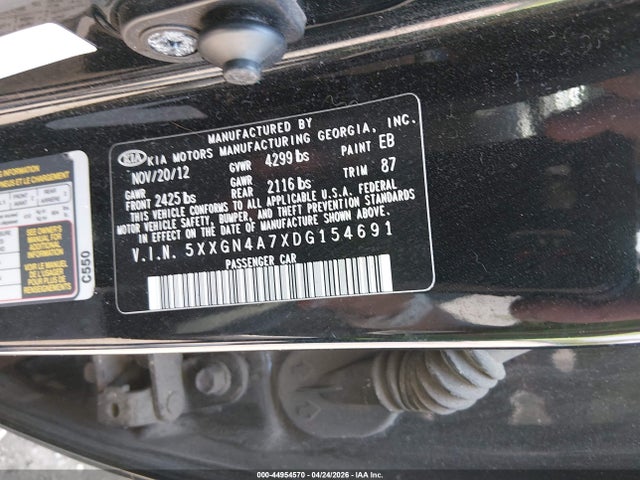 Aukcja sprzedaży 2013 Kia Optima Ex, vin: 5XXGN4A7XDG154691, numer aukcji: 44954570