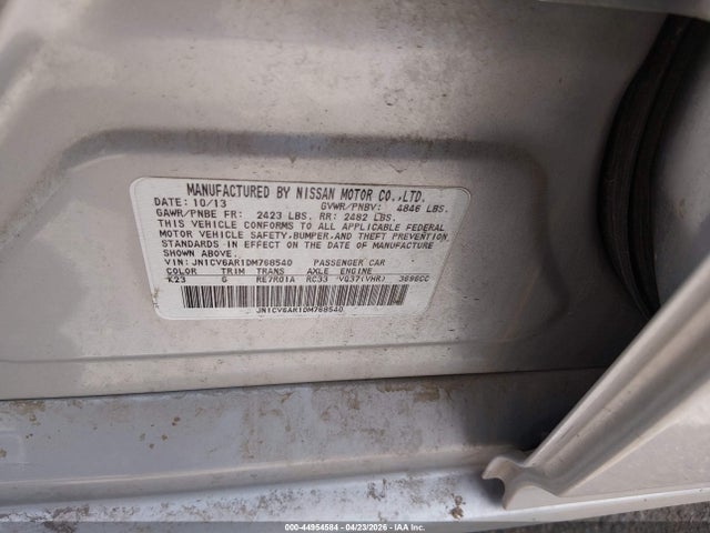 44954584 :رقم المزاد ، JN1CV6AR1DM768540 vin ، 2013 Infiniti G37x مزاد بيع