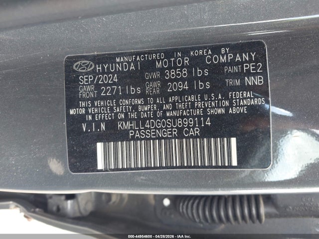 Auction sale of the 2025 Hyundai Elantra Se, vin: KMHLL4DG0SU899114, lot number: 44954600