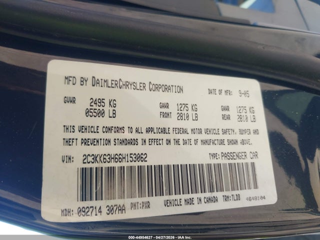 Продажа на аукционе авто 2006 Chrysler 300c, vin: 2C3KK63H66H153062, номер лота: 44954627
