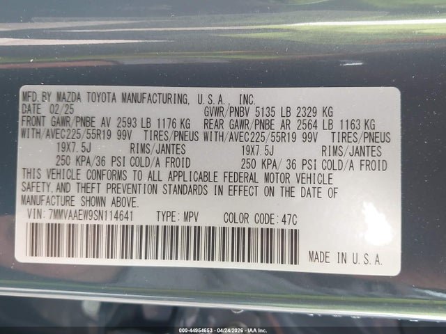 Aukcja sprzedaży 2025 Mazda Cx-50 Hybrid Premium Plus Package, vin: 7MMVAAEW9SN114641, numer aukcji: 44954653