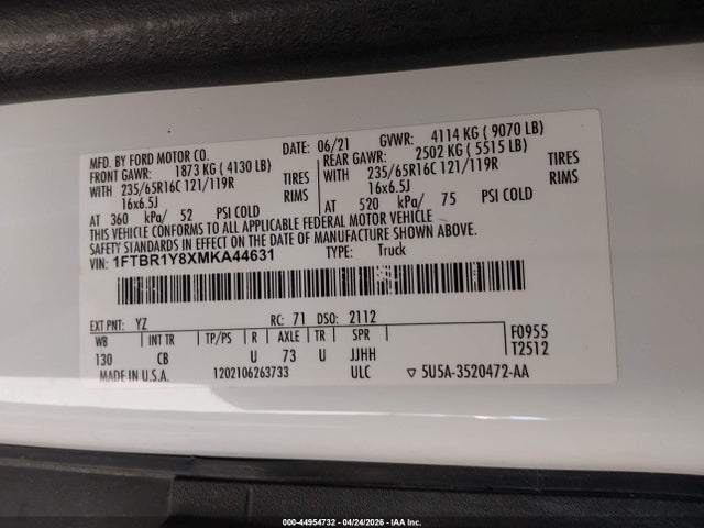 1FTBR1Y8XMKA44631 Ford Transit-250