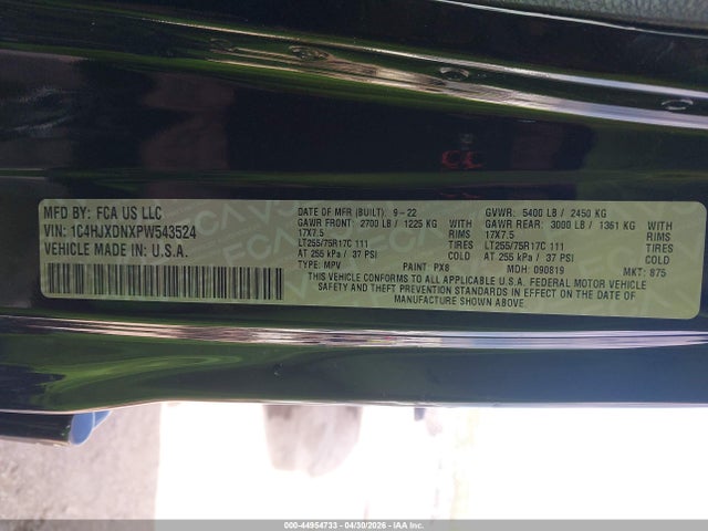 44954733 :رقم المزاد ، 1C4HJXDNXPW543524 vin ، 2023 Jeep Wrangler 4-door Willys 4x4 مزاد بيع