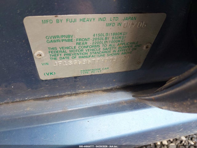 2007 Subaru Forester 2.5x მანქანა იყიდება აუქციონზე, vin: JF1SG63677H703927, აუქციონის ნომერი: 44954777