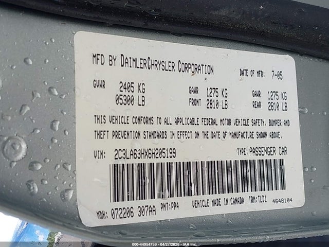 Продажа на аукционе авто 2006 Chrysler 300c, vin: 2C3LA63HX6H205199, номер лота: 44954799