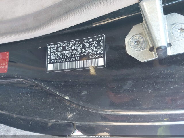 Продаж на аукціоні авто 1995 Mercedes-benz S 600, vin: WDBGA76E0SA218152, номер лоту: 44954804