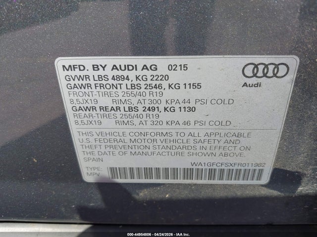 WA1GFCFSXFR011982 Audi Q3 2.0t Premium Plus
