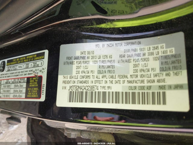 Продаж на аукціоні авто 2010 Mazda Cx-9 Grand Touring, vin: JM3TB2MA0A0238574, номер лоту: 44954813