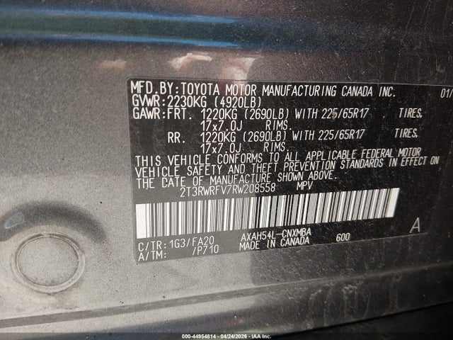 Продажа на аукционе авто 2024 Toyota Rav4 Hybrid Xle, vin: 2T3RWRFV7RW208558, номер лота: 44954814