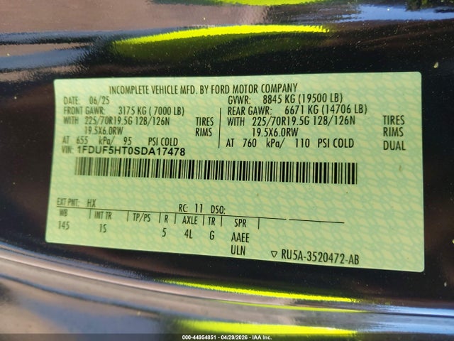 Продаж на аукціоні авто 2025 Ford F-550 Chassis Xl, vin: 1FDUF5HT0SDA17478, номер лоту: 44954851