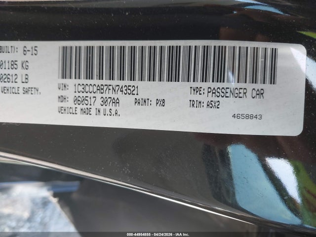 44954855 :رقم المزاد ، 1C3CCCAB7FN743521 vin ، 2015 Chrysler 200 Limited مزاد بيع