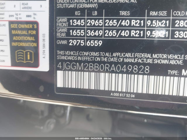 4JGGM2BB0RA049828 Mercedes-Benz Eqe 350+ Suv