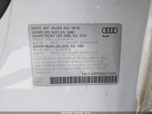 WA1L2AFP6GA015490 Audi Q5 2.0t Premium