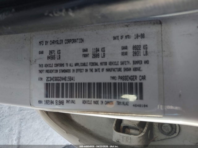 Продаж на аукціоні авто 1999 Chrysler 300m, vin: 2C3HE66G2XH615641, номер лоту: 44954930