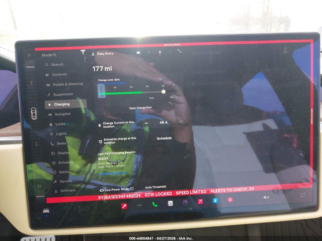 2022 Tesla Model S Dual Motor All-wheel Drive მანქანა იყიდება აუქციონზე, vin: 5YJSA1E53NF469124, აუქციონის ნომერი: 44954947