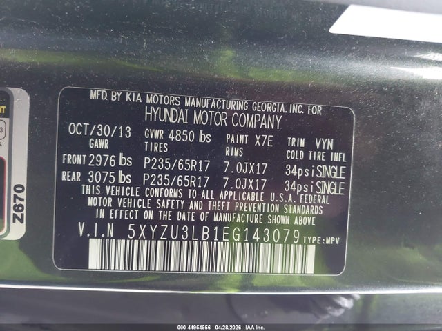 Продаж на аукціоні авто 2014 Hyundai Santa Fe Sport 2.4l, vin: 5XYZU3LB1EG143079, номер лоту: 44954956