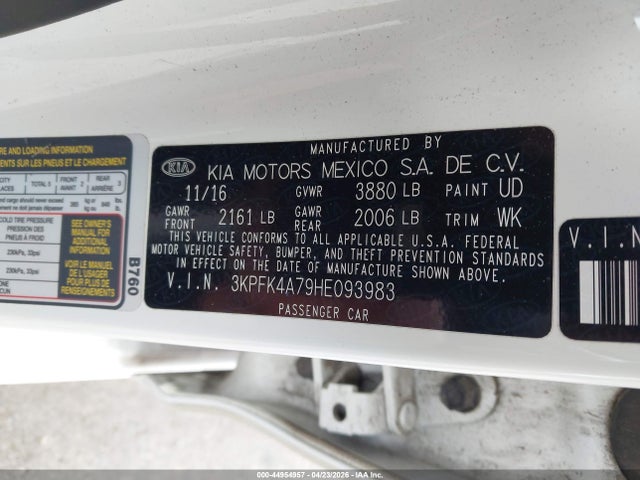 3KPFK4A79HE093983 KIA FORTE LX