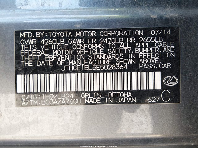 Продаж на аукціоні авто 2014 Lexus Gs 350, vin: JTHCE1BL5E5028364, номер лоту: 44954961