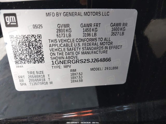Продаж на аукціоні авто 2025 Chevrolet Traverse Fwd Lt, vin: 1GNERGRS2SJ264866, номер лоту: 44954977