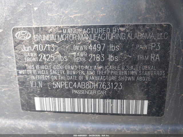 Продаж на аукціоні авто 2013 Hyundai Sonata Se 2.0t, vin: 5NPEC4AB8DH763123, номер лоту: 44955001