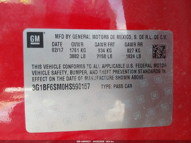 3G1BF6SM0HS590157 Chevrolet Cruze Premier Auto
