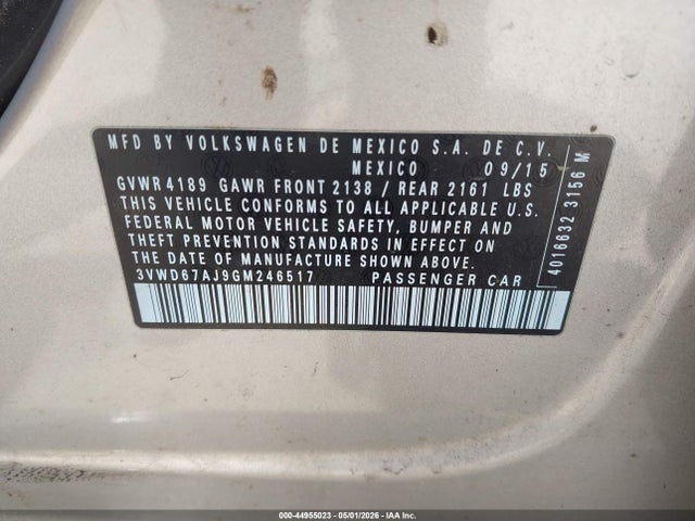 Продаж на аукціоні авто 2016 Volkswagen Jetta 1.4t Se, vin: 3VWD67AJ9GM246517, номер лоту: 44955023