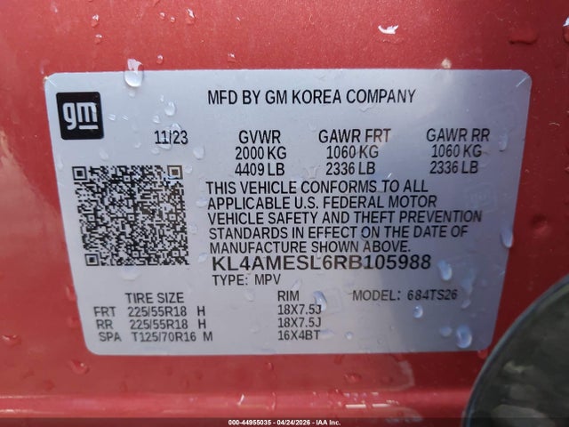 Auction sale of the 2024 Buick Encore Gx Sport Touring Awd, vin: KL4AMESL6RB105988, lot number: 44955035