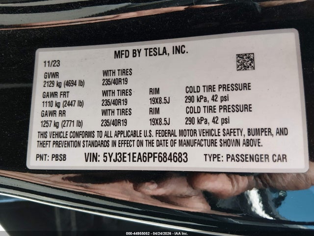 Tesla Model 3 Rear-wheel Drive 2023 5YJ3E1EA6PF684683 Image 9