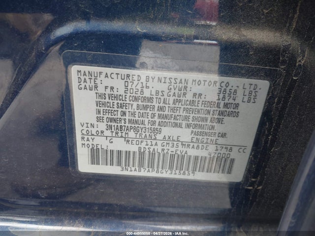 3N1AB7AP8GY315859 Nissan SENTRA SR