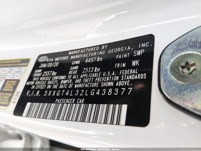 Продажа на аукционе авто 2020 Kia Optima Lx, vin: 5XXGT4L32LG438377, номер лота: 44955059