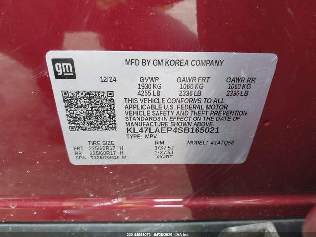 44955073 :رقم المزاد ، KL47LAEP4SB165021 vin ، 2025 Buick Envista Preferred Fwd مزاد بيع